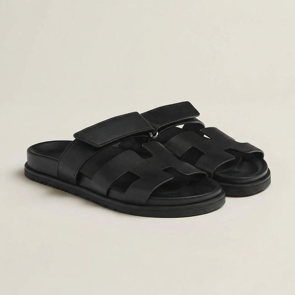 Valenzo - Italian-Inspired Open-Toe Slide Sandal Black