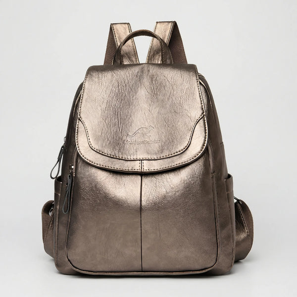 Vaultera - Anti-Theft Flap-Closure Women's Backpack Bronze