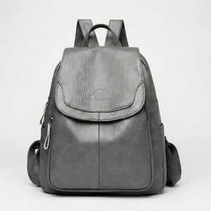 Vaultera - Anti-Theft Flap-Closure Women's Backpack Gray