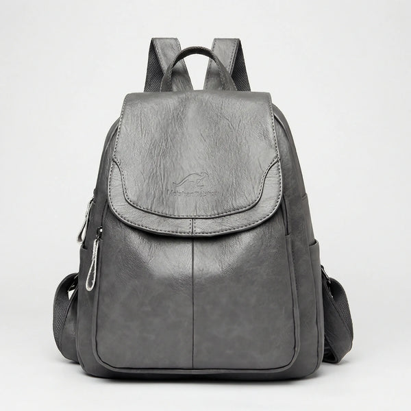 Vaultera - Anti-Theft Flap-Closure Women's Backpack Gray