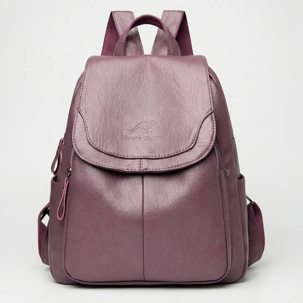 Vaultera - Anti-Theft Flap-Closure Women's Backpack Purple
