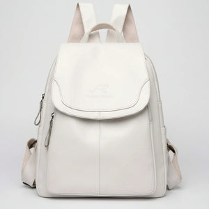 Vaultera - Anti-Theft Flap-Closure Women's Backpack Pure White
