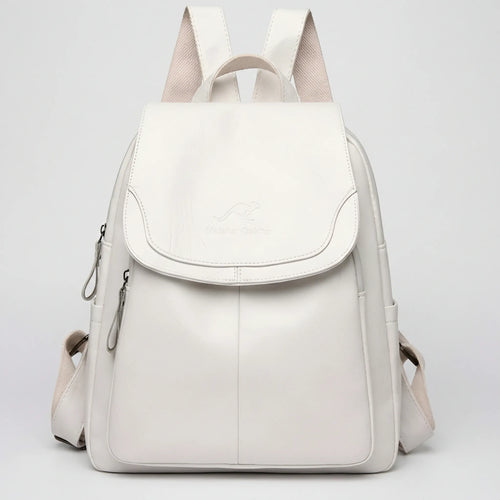 Vaultera - Anti-Theft Flap-Closure Women's Backpack Pure White