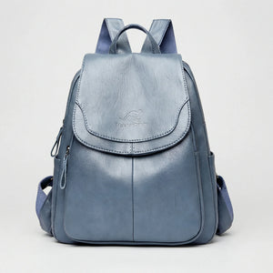 Vaultera - Anti-Theft Flap-Closure Women's Backpack Light Blue
