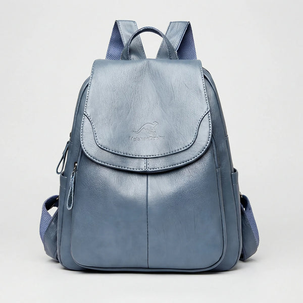Vaultera - Anti-Theft Flap-Closure Women's Backpack Light Blue