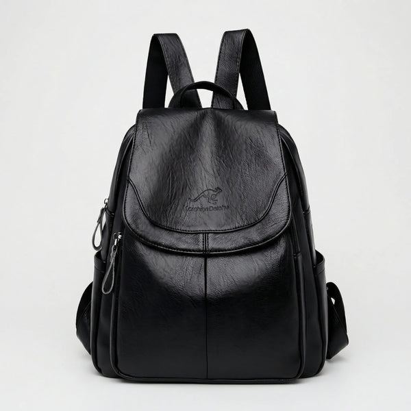 Vaultera - Anti-Theft Flap-Closure Women's Backpack Black
