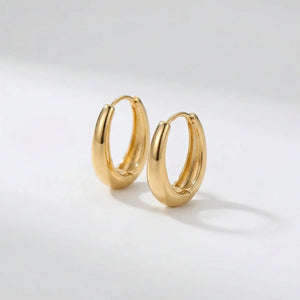 Vaulto - Chunky Oval Hoop Drop Earrings Gold