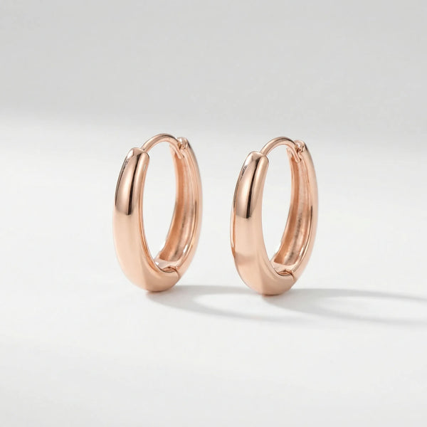 Vaulto - Chunky Oval Hoop Drop Earrings Rose Gold