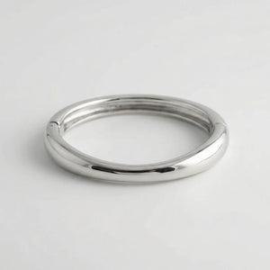 Vaultrex - Geometric Open Cuff Bangle Bracelet Silver 2