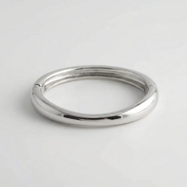 Vaultrex - Geometric Open Cuff Bangle Bracelet Silver 2