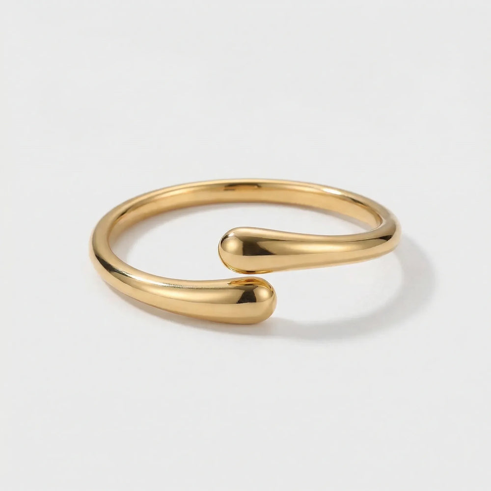 Vaultrex - Geometric Open Cuff Bangle Bracelet Gold 1