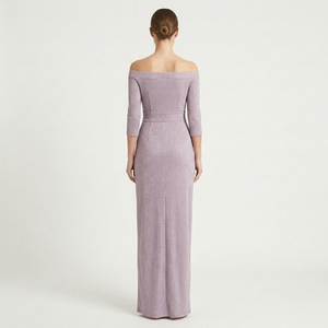 Velourna - Off-Shoulder Long-Sleeve Evening Dress