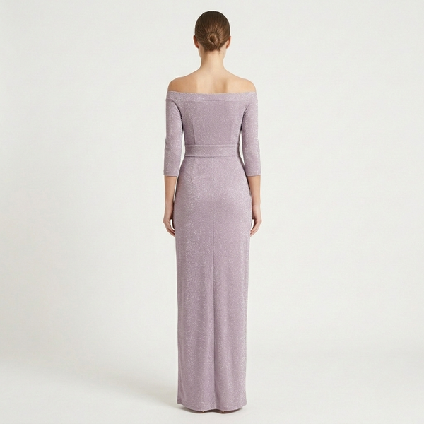 Velourna - Off-Shoulder Long-Sleeve Evening Dress