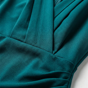 Veluria - Fitted V-Neck Midi Dress