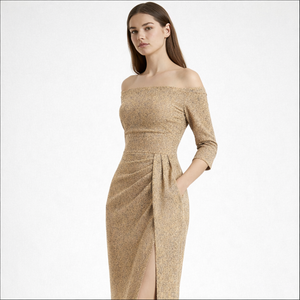 Veluryn - Off-Shoulder Fitted Slit Evening Dress