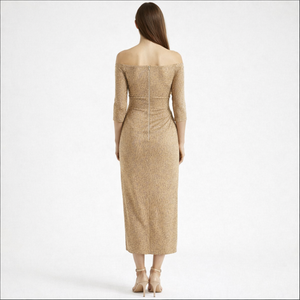 Veluryn - Off-Shoulder Fitted Slit Evening Dress