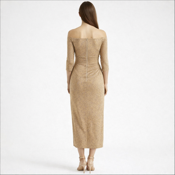 Veluryn - Off-Shoulder Fitted Slit Evening Dress