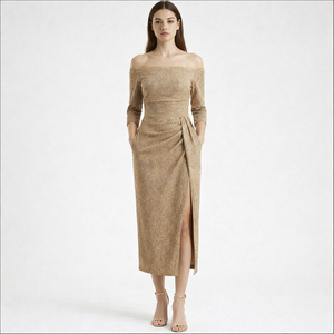 Veluryn - Off-Shoulder Fitted Slit Evening Dress