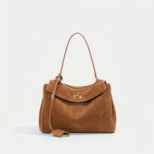 Veluxby - Vintage-Inspired Top-Handle Shoulder Bag Camel