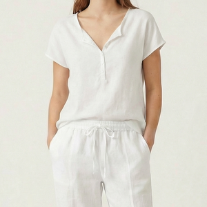 Veluxe - V-Neck Short Sleeve Women's Top White