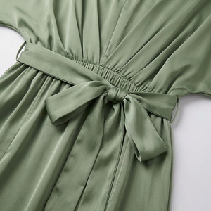 Velvara - Flowy V-Neck Maxi Dress With Tie Waist