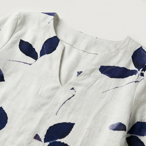 Velvaris - V-Neck Leaf Print Shift Dress