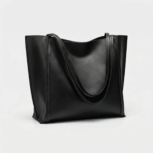 Velvora - Large Capacity Structured Shoulder Tote Black A