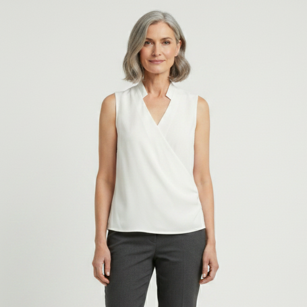 Velvora - Sleeveless V-Neck Wrap-Style Top