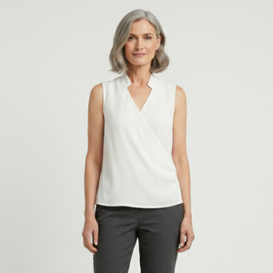 Velvora - Sleeveless V-Neck Wrap-Style Top