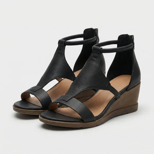 Velvoria - Supportive Wedge Ankle-Strap Sandal Black