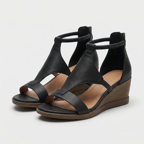 Velvoria - Supportive Wedge Ankle-Strap Sandal Black