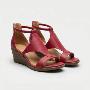 Velvoria - Supportive Wedge Ankle-Strap Sandal Red