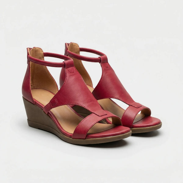 Velvoria - Supportive Wedge Ankle-Strap Sandal Red
