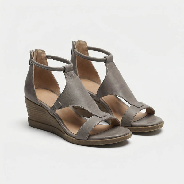 Velvoria - Supportive Wedge Ankle-Strap Sandal Gray