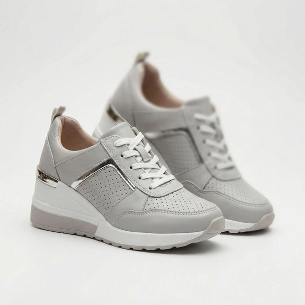 Velvura - Wedge Platform Lace-Up Sneaker Gray