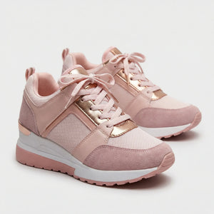 Velvura - Wedge Platform Lace-Up Sneaker Pink