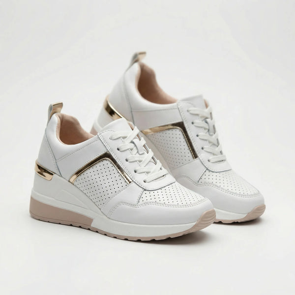 Velvura - Wedge Platform Lace-Up Sneaker White