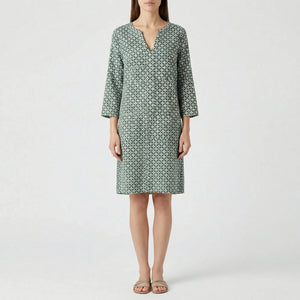 Verdala - Loose Fit Printed Knee-Length Dress Gray