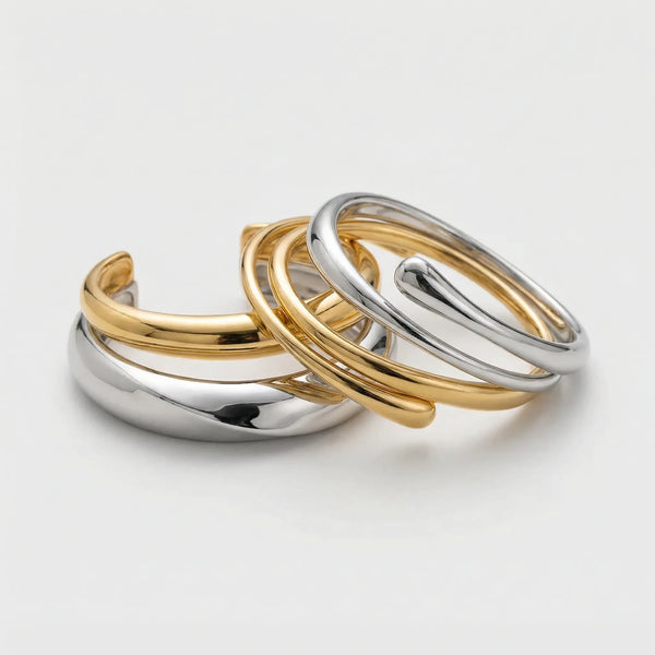 Vexora - Open Cuff Bangle With Coiled Geometric Design