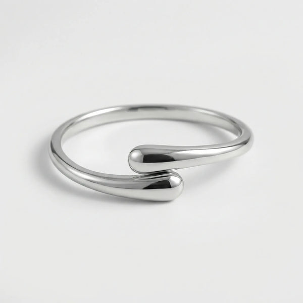 Vexora - Open Cuff Bangle With Coiled Geometric Design Silver 1