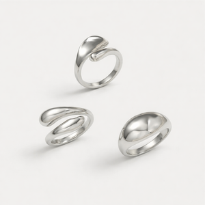 Vixara - 14-Piece Geometric Open Ring Set Silver 2
