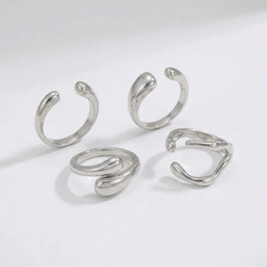 Vixara - 14-Piece Geometric Open Ring Set Silver 3