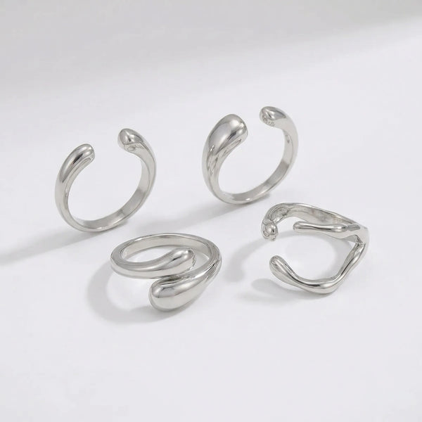 Vixara - 14-Piece Geometric Open Ring Set Silver 3