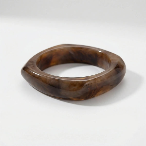 Vorbella - Wide Chunky Polygonal Bangle Bracelet Native Iron