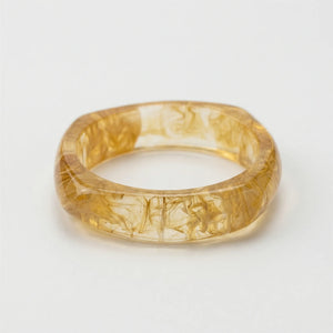 Vorbella - Wide Chunky Polygonal Bangle Bracelet Transparent Yellow Chip