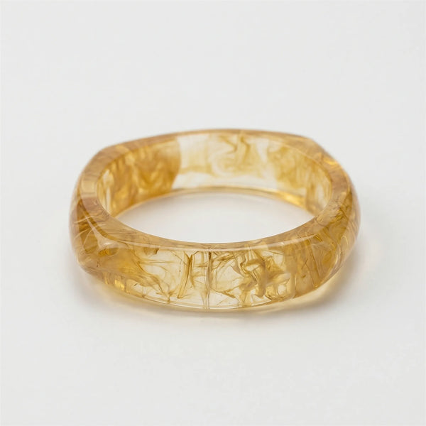 Vorbella - Wide Chunky Polygonal Bangle Bracelet Transparent Yellow Chip