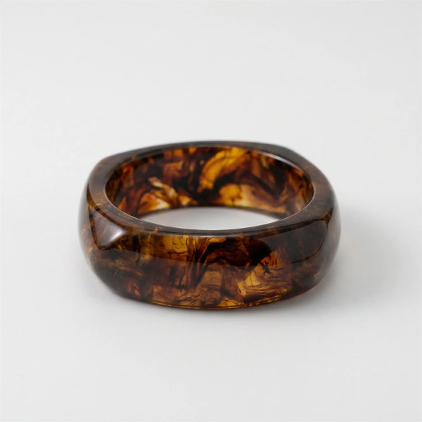 Vorbella - Wide Chunky Polygonal Bangle Bracelet Agate