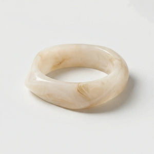 Vorbella - Wide Chunky Polygonal Bangle Bracelet Milk White