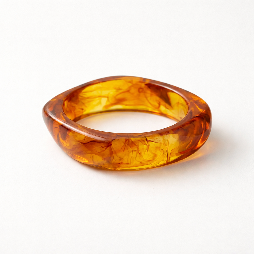 Vorbella - Wide Chunky Polygonal Bangle Bracelet Red Agate