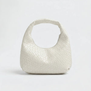 Vovella - Woven Embossed Hobo Shoulder Bag White